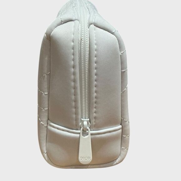 Dior White Quilted Logo Cosmetic Bag Pouch Clutch - Picture 5 of 12